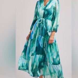 NWT Willa Story Lea Green Multi Dress Size XS